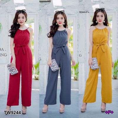 TW9244 Jumpsuit จั๊มสูทยาวสายเดี่ยวคล้องคอ