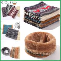 QIZUI ของขวัญคริสต์มาส Unisex พลัสกำมะหยี่ หนา คริสต์มาส ปลอกคอ ที่คาดผม ผ้าพันคอ ผ้าพันคอถักนิตติ้ง สนับแข้ง Bandana