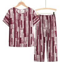 【LZ】▼  Fdfklak plus size 3xl 4xl mãe pijamas define verão 2 pçs pijamas de manga curta casual algodão completo terno