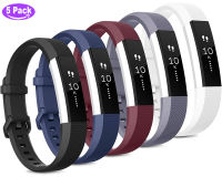 DLTECH 5Pack สายรัดเล่นกีฬาใช้งานร่วมกับสร้อยข้อมือสุขภาพอัลต้า HR และ Fitbit Alta ผู้หญิงผู้ชาย,Classic Soft ซิลิโคนสายรัดข้อมือสำรองสำหรับสร้อยข้อมือสุขภาพอัลต้า HR/Fitbit Alta