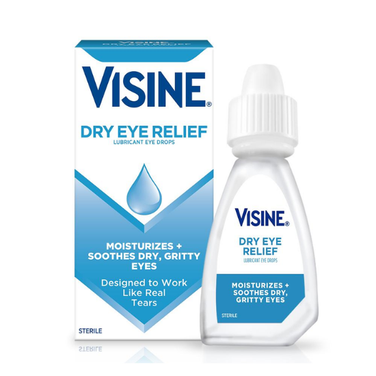 Visine Dry Eye Relief Lubricant Eye Drops Moisturizes + Soothes Dry 