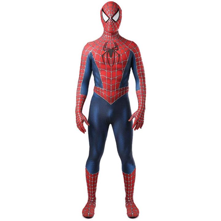 tobey-maguire-spiderman-costume-black-red-raimi-spider-man-cosplay-superhero-zentai-suit-halloween-costumes-for-adults-kids