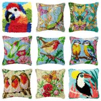 Bird Latch Hook Animals Cushion Pillowcase 3D Segment Embroidery Pillow Set Cross Stitch Kit DIY For Needlework knoopkussen