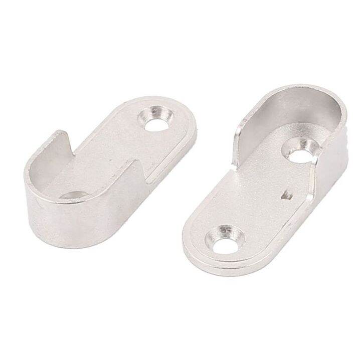 Oval Wardrobe Hanging Rail Rod End Bracket Support Silver Tone Pair ...