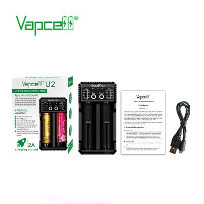 Vapcell U2 เครื่องชาร์จเปล่า ของแท้ output 2A รองรับ 1.2V 3.7V โค้ดเช็คได้