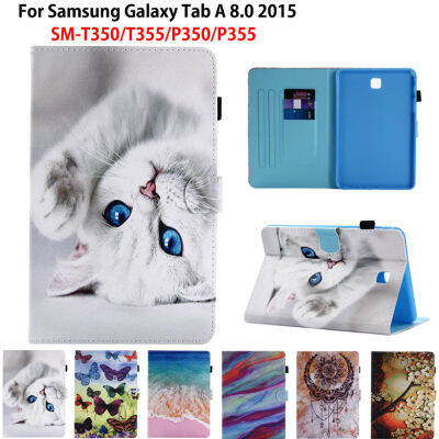 การ์ตูนการ์ตูนแมวกรณีสำหรับ Samsung Galaxy Tab A 8.0 2015 SM-P355 SM-T350 SM-T355 SM-P350 T350 T355 P350 P355เคสฝาครอบ