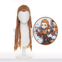 เกม Genshin ผลกระทบ Aloy คอสเพลย์วิกผมสีน้ำตาลยาว ids 70เซนติเมตรทนความร้อนผมอะนิเมะเกมผู้ชายเด็กวิกผมคอสเพลย์ Aloy