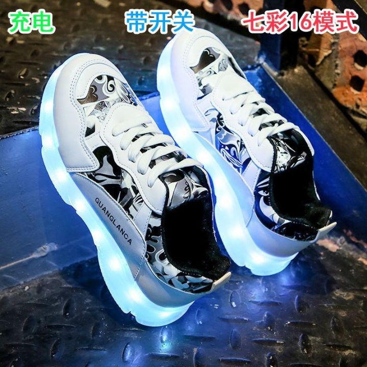 With lamp light usb charging on shoes colorful glowing men's flash students  lovers torre 