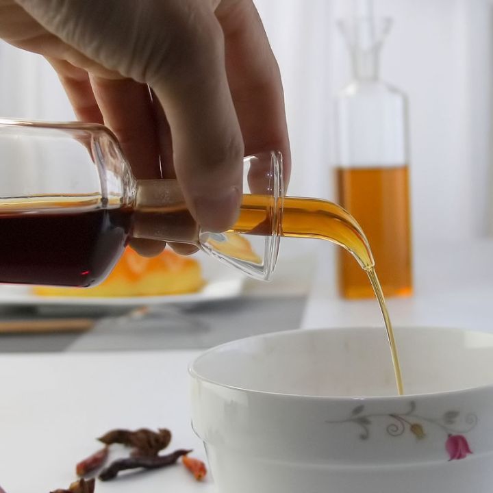 ซีอิ๊วน้ำส้มสายชูเครื่องจ่ายน้ำมันกระจกโปร่งแสงขวดน้ำมันมะกอก150-200-450มล-โถใส่เครื่องปรุงอุปกรณ์ทำอาหารในครัว