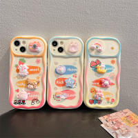 กล้องเป็ดกระต่ายลายการ์ตูนน่ารัก3D สำหรับ IPhone14 13 12 11 Pro Max สำหรับเคสโทรศัพท์เป็นคู่แฟชั่น