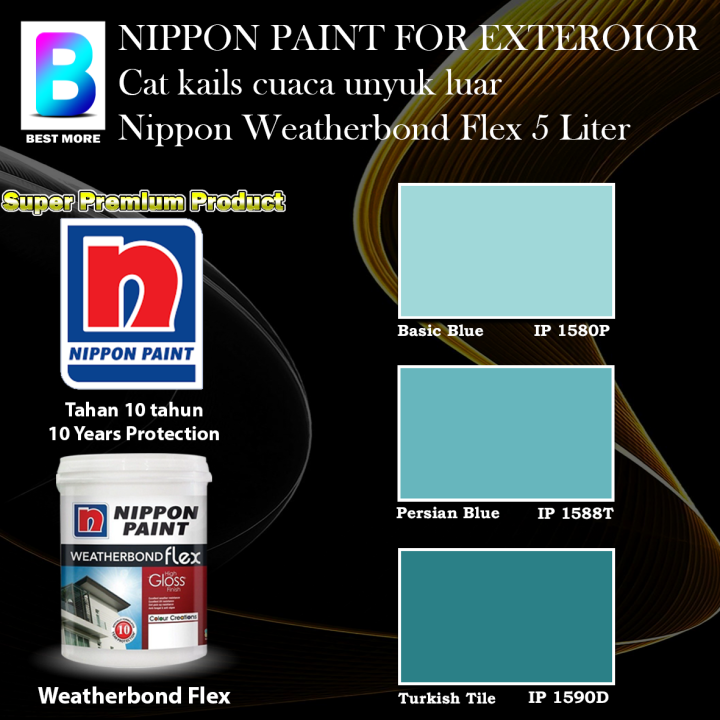 Nippon Paint Weatherbond Flex Exterior collection 5 Liter Basic Blue