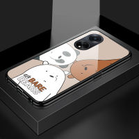 Case4you สำหรับ OPPO A1 5G F23 5G A98 5G เคสลายการ์ตูนหมี5G สำหรับเด็กผู้หญิงนิ่มเคสฝาหลังกระจกเทมเปอร์เคสมันวาว