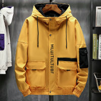 Mens Windbreaker Zipper Coat Hoodies Jacket High Street Fashion Tops Sports Coat Lightweight Casual Jacket Multi Pockets Jackets