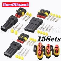 【CW】 15Sets Car Connector Plug Waterproof 2/3/4Pin IP68 Electrical Automotive Wire Connector Plug Sealed Car Accessories