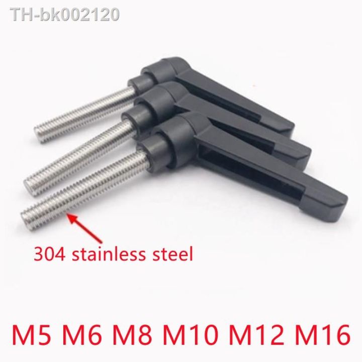 1pc-stainless-steel-304-adjustable-handle-clamp-levers-thread-knob-machinery-tools-m5-m6-m8-m10-length-10-60mm