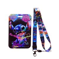 Disney Stitch Womens ID Badge Holder Gift with Cute Neck Lanyard Strap for Women and Men  capacity:2 Credit Cards or Name Cards Card Holders