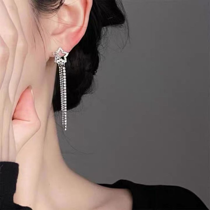 fashion-earrings-ต่างหูเงินแท้925-ต่างหูเกาหลี-ต่างหูแฟชั่น-พร้อมกล่อง