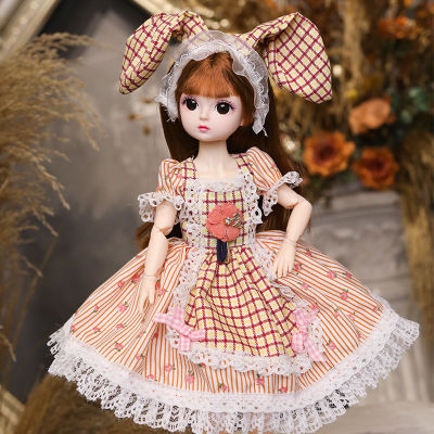 New BJD Doll 30 Cm Makeup Dress Up Cute Brown Blue Eyeball Dolls with Fashion Dress for Girls Toy