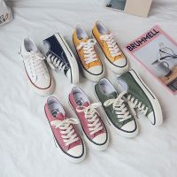 COD DSFGREYTRUYTU Spot Canvas Shoes Female StudentsWild Korean Version Of Ulzzang Flat Shoes Summer White