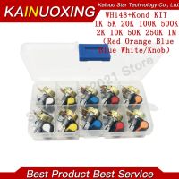 WH148 Potentiometer Kit B1K 2K 5K 10K 20K 50K 100K 500K 1M 15mm Linear Taper Rotary Potentiometer Resistor Set 3pin With Cap Box