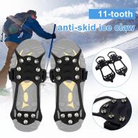 รองเท้า Grip Ice Cleats Non-Slip Crampons Anti-Slip Climbing Crampons กลางแจ้งฤดูหนาว Ice Claw ซิลิโคนปีนเขา-11ฟัน