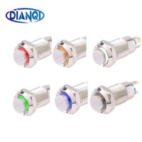 1pcs 8mm  Self-reset Momentary Self-locking Latching Metal Push Button Switch 2pins NO LED/4pins LED high head switch 3.3V  Power Points  Switches Sav