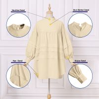 ZANZEA Women Casual Long Puff Sleeve Back Button Pleating Button Cuffs Blouse