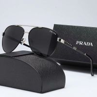 จุดแว่นตา Prada แว่นตากันแดดแฟชั่นใหม่ชายและหญิงเทรนด์โลหะทุกแว่นตาเข้าคู่กันแว่นตาสำหรับขับรถธุรกิจแบบสบายๆ