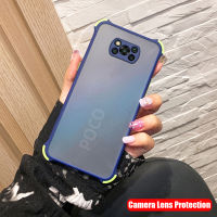 For Xiaomi POCO X3 Pro Case  [Camera Lens Protection] Luxury Slim Translucent Matte Hard Plastic Phone Cases [Anti-fall] Soft TPU Silicone Rubber Bump