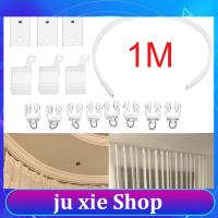 JuXie store 1M Flexible Ceiling Curtain Rail Cuttable Curtain Track Top Clamping Mounted Curved Straight Slide