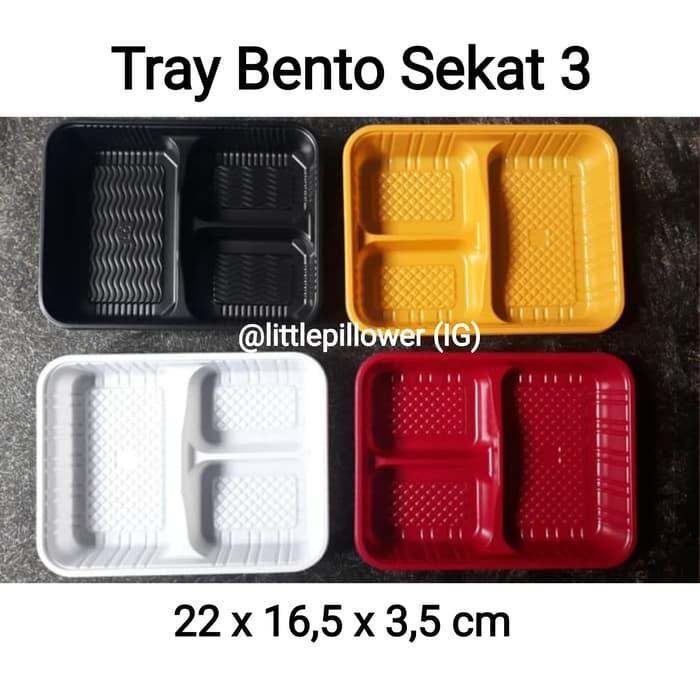 Makan Kotak Tray Bento Sekat 3bento Boxlunch Box Bentomika Bento