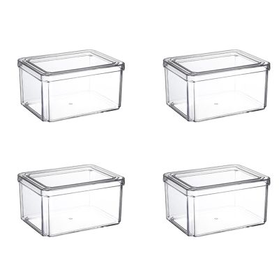 4Pcs Refrigerator Food Storage Container with Lid Kitchen Sealed Vegetable, Fruit and Meat Fresh-Keeping Box Storage Box