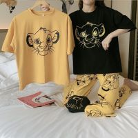 Plus Size Disney Anime The Lion King Simba Cool Summer Sets Womens Outfits Loungewear Winnie the Pooh Nightwear Pyjama Ensembles