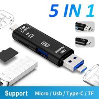 5 In 1 Multifungsi USB 3.0 Pembaca Kartu Memori Tipe C Micro Usb TF/SD OTG Adaptor Pembaca Kartu untuk Ponsel Macbook Laptop