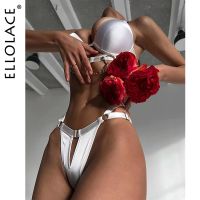 Ellolace Crotchless Sexy Lingerie Luxury Push Up Bra Fancy Underwear Uncensored Set Women 2 Piece White Intimate Bilizna Outfit