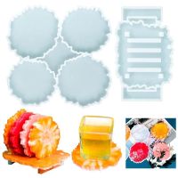 【Ready Stock】 ◘❄☌ C14 4 in 1 Agate Resin Molds Food Grade Silicone Safe Creative Coaster Bracket Form Moulds Resin Artwork Craft Supplies