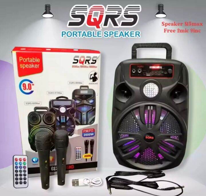 Speaker Bluetooth Karaoke Extra Bass Ukuran 9 Inch Free 2 Mic Plus