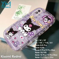 YiaMia การ์ตูนน่ารักแฟชั่น Kuromi เคสโทรศัพท์สำหรับ Redmi 9A / 9C / 9T / 10 / 10C / 11A / A1 Soft TPU Redmi Note 8 / 8 Pro รูกล้องแบบเต็มแม่นยำ/9 Pro / 9 Pro Max/ 9S / 10 / 10S / 10 Pro / 10 Pro Max/ 11S /11 Pro ผ้าคลุม