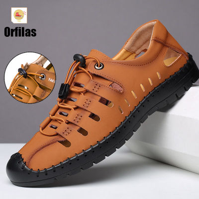 Orfilas รองเท้าแตะผู้ชาย, รองเท้าหัวแหลมกลางแจ้ง, รองเท้ารูกลวง, ระบายอากาศ, รองเท้าหนังนิ่ม, รองเท้าแตะหนัง, รองเท้าลุยน้ำ