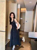 Hepburn Style Sleeveless High-end Vest with Drawstring At Waist To Show Slimming Dress for Womens Ins