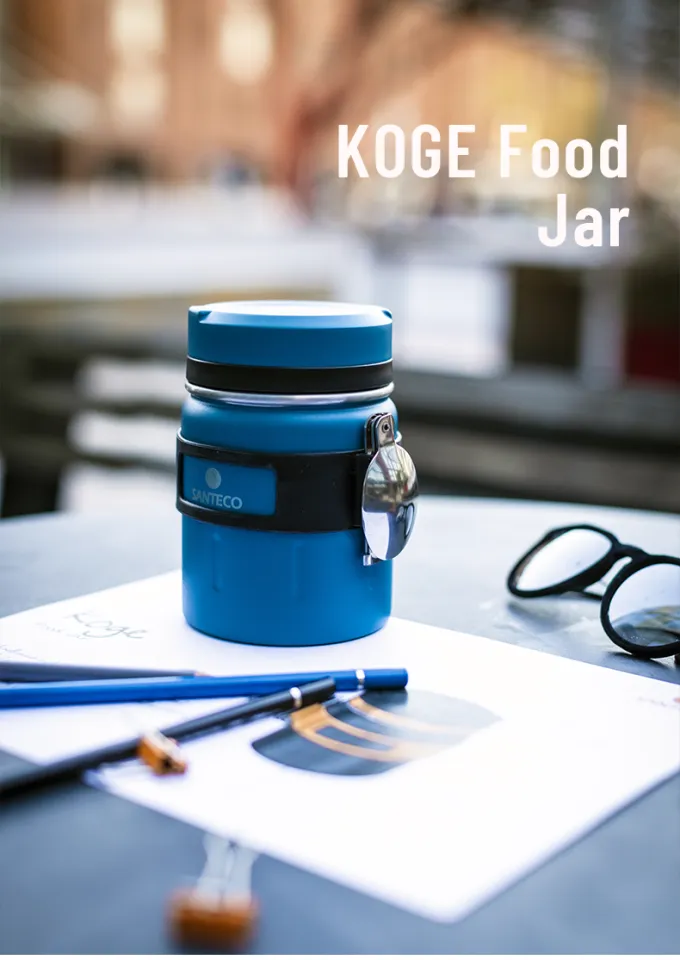 SANTECO Koge Thermal Food Jar With Spoon, 17 oz, Stainless Steel, Vacuum  Insulated