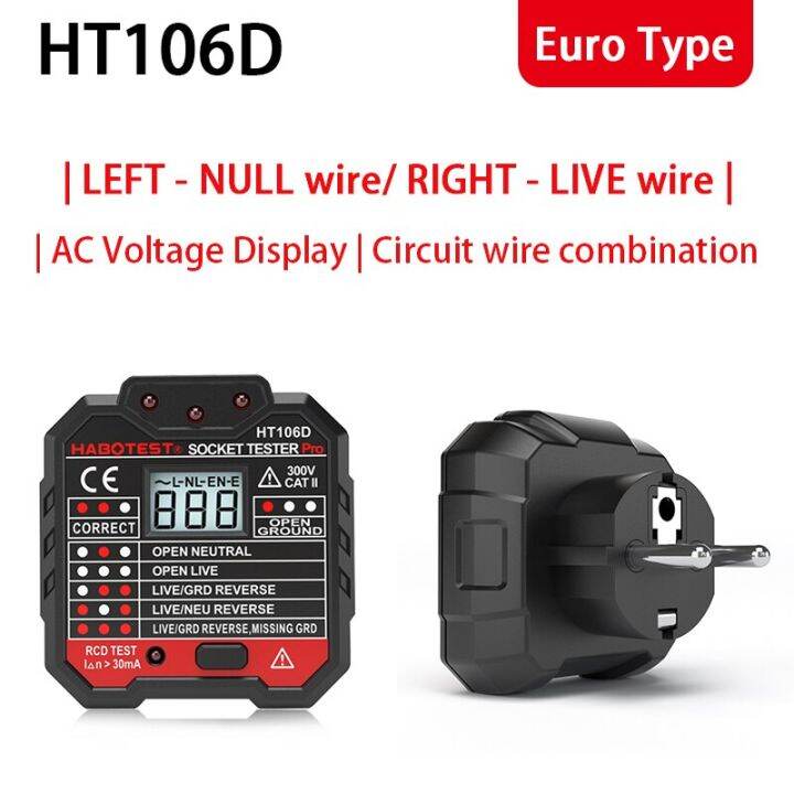 Socket Tester Pro Wall Outlet Circuit Wiring Detection RCD 30Ma Test UK EU Plug Earth Null Line