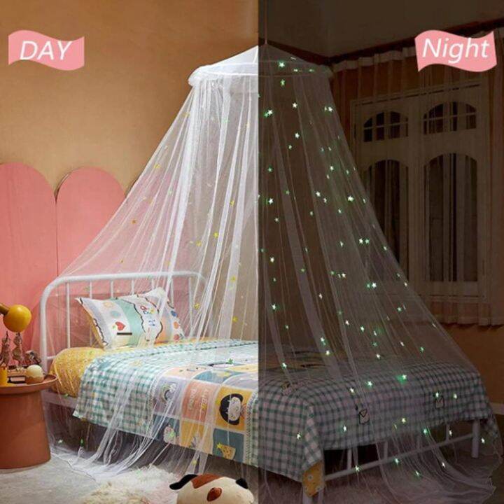 lz-1-set-convenient-bed-canopy-polyester-bedcover-curtain-glow-in-the-dark-protection-summer-girls-stars-bed-net-canopy