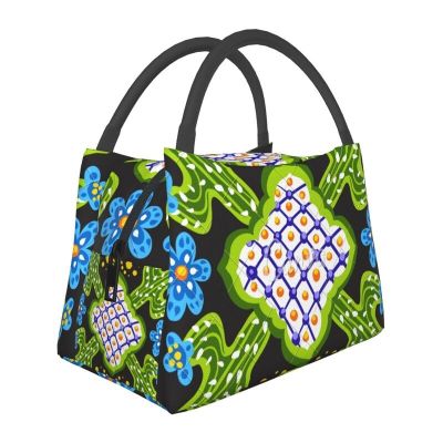 Mexican Talavera Ceramic Tile Mandala Dotted Lunch Bags Women Cooler Thermal Insulated Lunch Box for Picnic Camping Work Travel
