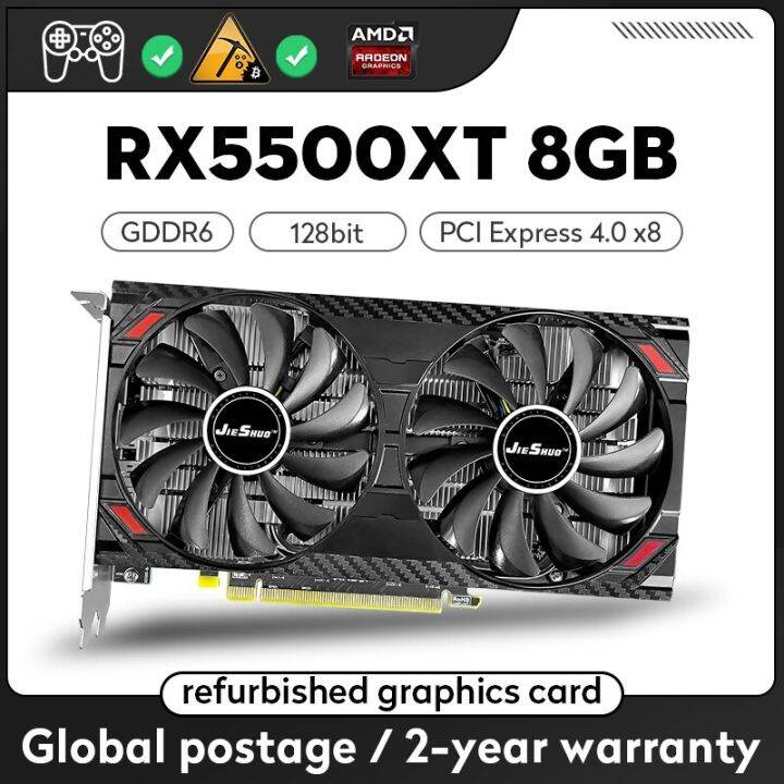 JIESHUO AMD RX5500XT เกม DDR6 128Bit 8GB,การ์ดจอ AMD Radeon RX 5500 XT ...