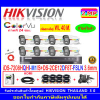 Hikvision ColorVu กล้องวงจรปิด 2MP รุ่นDS-2CE12DF8T-FSLN 3.6(8)+DVR IDS-7208HQHI-M1/SหรือDS-7208HQHI-K2(S)+FUSET 1TB/2TB