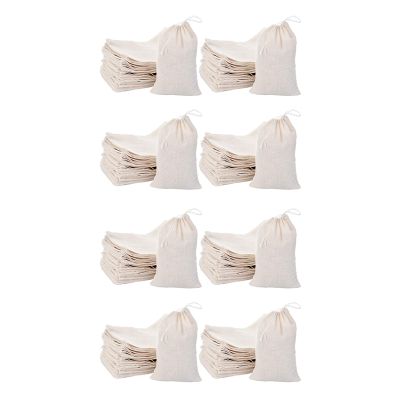 400 Pack Cotton Muslin Bags Sachet Bag Multipurpose Drawstring Bags for Tea Jewelry Wedding Party (4 x 6 Inches)