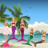 Fashion Handmade 6 Itemslot Toy= 4 Mermaid Swimsuit Swimwear Bikini + One Bath Clothes Shoes Doll Accessories For Barbie 16