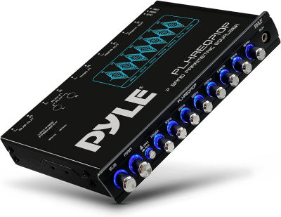 PyleUsa 7 Band Parametric Equalizer - 7 Volt RMS Pre-Amp Output with Subwoofer Gain Control, and 3 Input Sources Selectable, Blue Light Illumination
