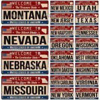 【YF】﹊☞  Artisian US License Plate to Tin Plaque Landmark Metal Sign State Wall Bar Pub Hotel